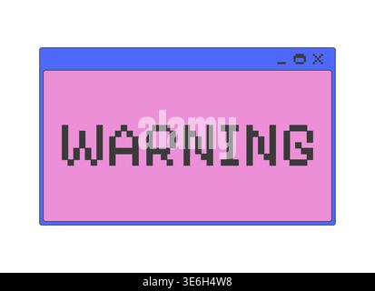 Warning alert pixel art popup window UI overlay Stock Vector