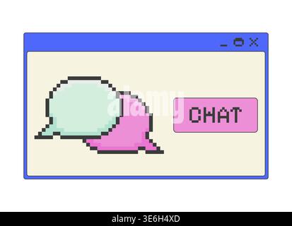 Chat message pixel art popup window UI overlay Stock Vector