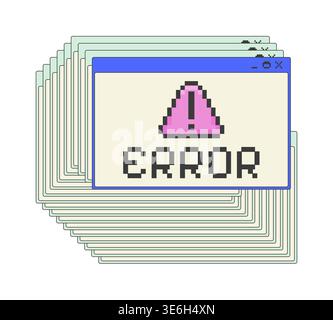 Stacked error pixel art popup windows UI overlay Stock Vector