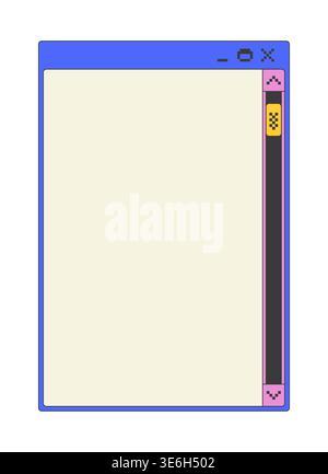 Scrollbar navigation blank pixel art popup window UI overlay Stock Vector