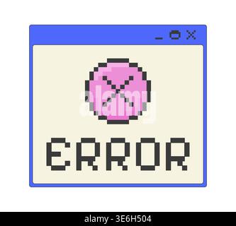 Error notification pixel art popup window UI overlay Stock Vector