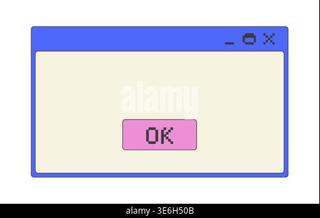Confirmation ok button pixel art popup window UI overlay Stock Vector