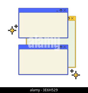 Sparkles shine layered pixel art popup windows UI overlay Stock Vector