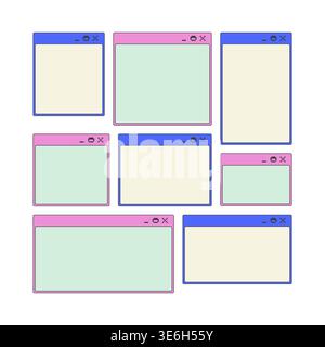 Simple blank pixel art popup windows UI overlay Stock Vector