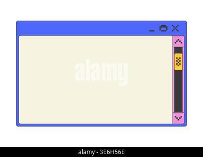 Clean dialog box with vertical scroll bar pixel art popup window UI overlay Stock Vector