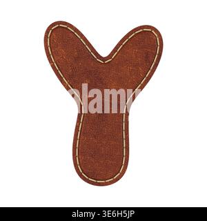 Leather letter Y on white background. Isolated 3D illustration Stock Photo