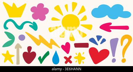 Set of simple elements for decorating diaries Stock Vector