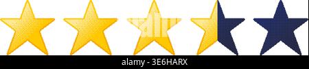Pixel Star Rating Three And Half Icons Stock Vector