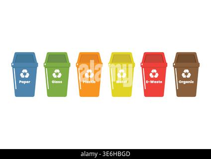 Recycle bins set with color code. Vector illustration Stock Vector