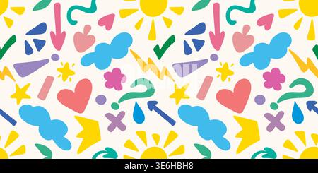 Colorful seamless pattern with children drawings Stock Vector