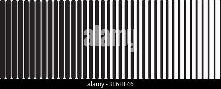 Black straight parallel sticks of different thicknesses. Simple graphic print. Vertical blinds texture. Minimalistic wallpaper. Vector illustration Stock Vector