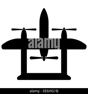 one black spy and survey plane icon on white. Stock Vector
