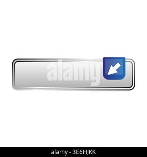 silver arrow button. diagonal left icon. navigation sign vector. movement pointer frame. manual vector only. no autotrace used. eps 10. Stock Vector