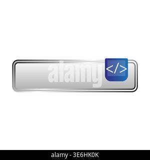 code tag icon. silver bar vector. developer button label. programming script tag symbol. manual vector only. no autotrace used. eps 10. Stock Vector