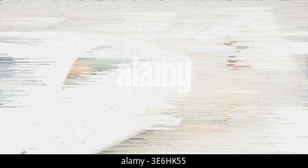 A digital artwork featuring a white background with streaks of orange, blue, and gray. The image has a glitchy effect with horizontal lines and distor Stock Photo