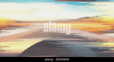 This image presents an abstract art piece with streaks of yellow, orange, and blue on a gradient background, evoking a sense of warmth and glow. Stock Photo