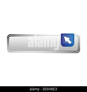mouse cursor icon. click search bar. silver metal vector. point interface. manual vector only. no autotrace used. Stock Vector