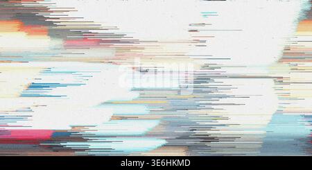 An abstract digital glitch art image displaying a mix of dark and light horizontal pixel streaks, creating a sense of motion and data corruption. Stock Photo