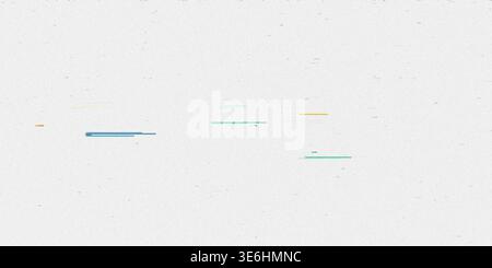 A digital composition showcasing scattered, thin horizontal lines in blue, green, and orange hues on a light grey textured background. Stock Photo