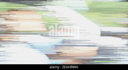 An abstract digital image showcasing soft pastel colors and horizontal glitch effects, creating a delicate yet distorted visual texture. Stock Photo