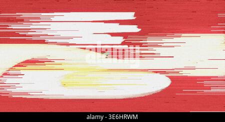 A vibrant abstract glitch art piece characterized by bold, horizontal streaks of red and white, creating a sense of speed and digital motion. Stock Photo