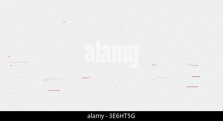 A minimalist abstract image showing sparse horizontal red pixel lines and data noise scattered across a light textured background. Stock Photo