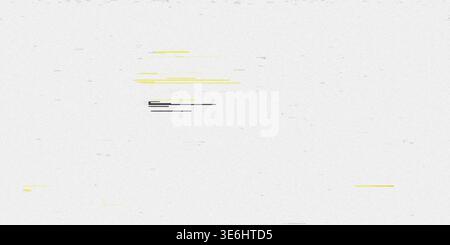 A minimalist digital glitch art piece showing sparse horizontal lines in yellow and dark tones on a clean, light background, representing a subtle sys Stock Photo