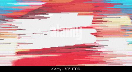 A dynamic digital glitch art piece showcasing intense red and blue color displacement with horizontal pixel stretching and high-contrast noise. Stock Photo