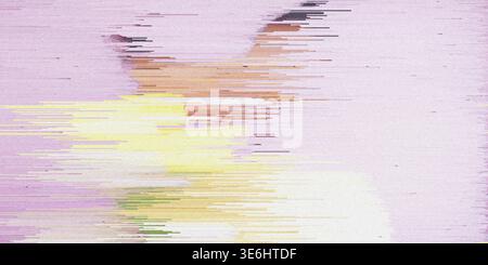 A creative abstract digital glitch art image displaying horizontal streaks of purple, yellow, and brown, resulting in a unique and textured aesthetic. Stock Photo