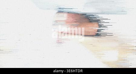 An abstract digital glitch art piece featuring soft pastel and grey horizontal data streaks, evoking a sense of ethereal digital interference. Stock Photo