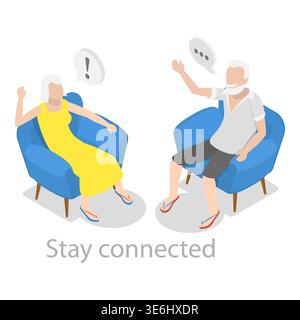 3D Isometric Flat Illustration of Healthy Aging, Physical Activity and Health Care for Elderly Senior People. Item 10 Stock Photo