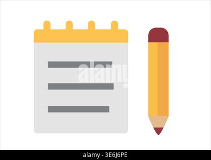 Digital Notepad and Pencil Icon for Remote Work Stock Vector