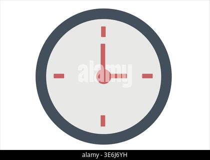 Modern Clock Icon Representing Time Management for Remote Work Stock Vector