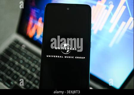 In this photo illustration, a Universal Music Group logo is seen ...