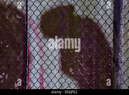 An interlinking diamond shaped metal fence Stock Photo