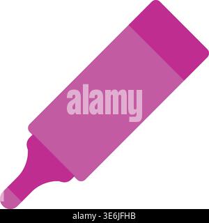 Simple illustration of a purple highlighter marker with an angled cap and broad body shown diagonally. Stock Vector