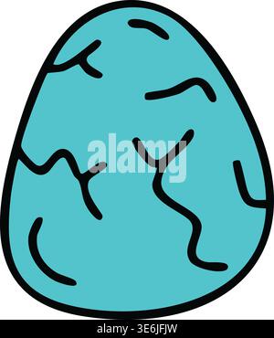Simple illustration of a blue dinosaur egg with scattered black crack lines and a rounded oval shape. Stock Vector