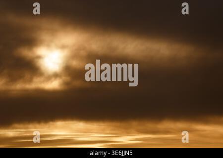 Dark clouds across an evening sky in Kanagawa, Japan. Stock Photo