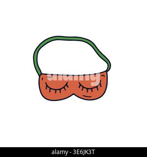 Hand drawn doodle sleep mask icon. Line art sleeping accessory drawing Stock Vector