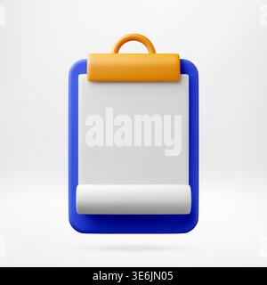 3D clipboard with blank paper for notes Stock Vector