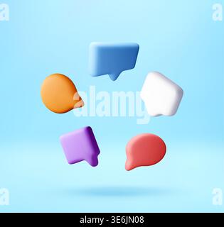 Colorful 3d speech bubbles arranged in a circle. Stock Vector