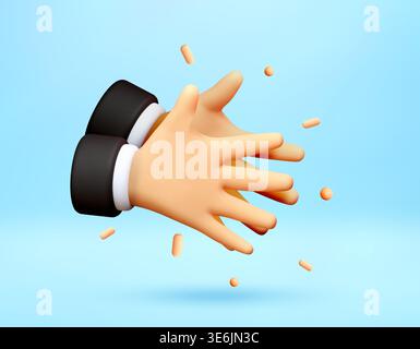 3D human hands clapping icon. Stock Vector