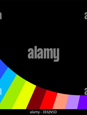 Dynamic Curved Rainbow Stripes Flowing on Black Background, Ideal for Modern Football Tournament Graphics and Announcements. Stock Vector