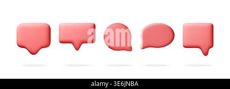Set of 3D speech bubble icons in red color. Stock Vector