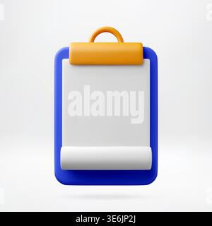 3D clipboard with blank paper for notes Stock Vector