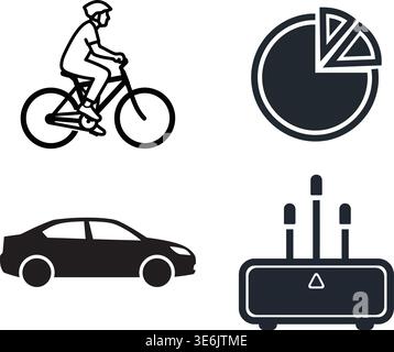 Modern Transport Logistics and Wireless Connectivity Icon Set Stock Vector