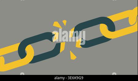 Broken chain concept vector illustration, strength and freedom symbol design Stock Vector