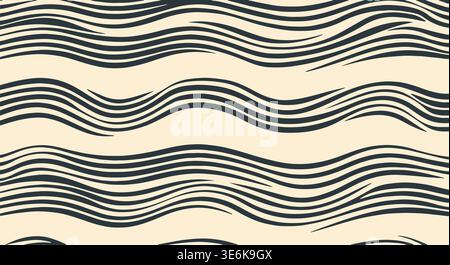 Abstract wavy line pattern vector illustration, minimal black line background Stock Vector
