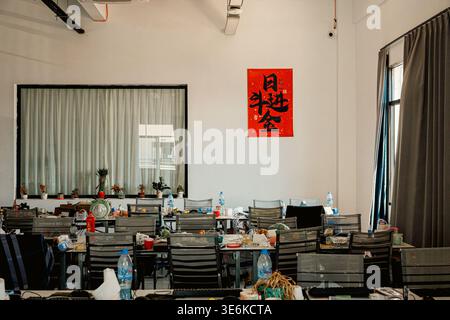 April 7, 2026: A room full of abandoned work stations and belongings at the O'Smach scam compound during a press tour near the Chong Chom-O'Smach border crossing in Samraong, Oddar Meanchey province, Cambodia, April 7, 2926. The disputed area on the Thai-Cambodia border was bombed and occupied by the Thai military in late 2025 at which point the scammers and their victims fled or escaped. (Credit Image: © Andre Malerba/ZUMA Press Wire) EDITORIAL USAGE ONLY! Not for Commercial USAGE! Stock Photo