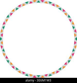 Mexican pattern circle frame. African ethnic motif border. Islamic triangular ornament round frame. Mexican text frame. Aztec ethnic culture ornament Stock Vector